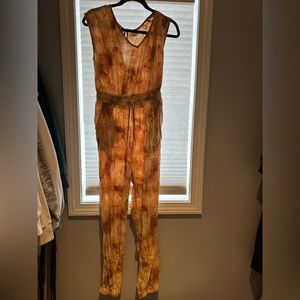Brown tie dye jumpsuit